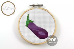 Eggplant Modern Cross Stitch Pattern