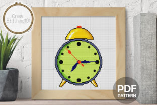 Modern Cross Stitch Pattern: Alarm Clock Design