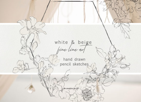 Pencil Sketched Fine Line Flowers