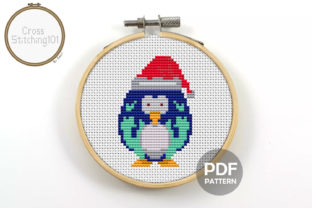 Penguin Xmas Modern Cross Stitch Pattern