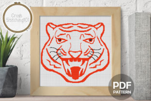 Roaring Tiger Head Modern Cross Stitch