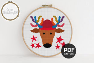 X-Mas Deer Cross Stitch Pattern for Holiday Crafting